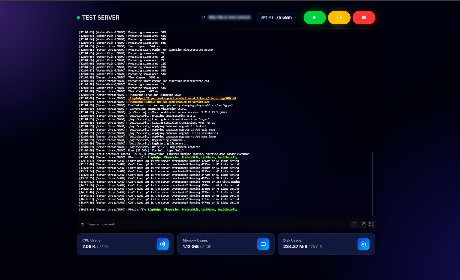 Server ready in seconds